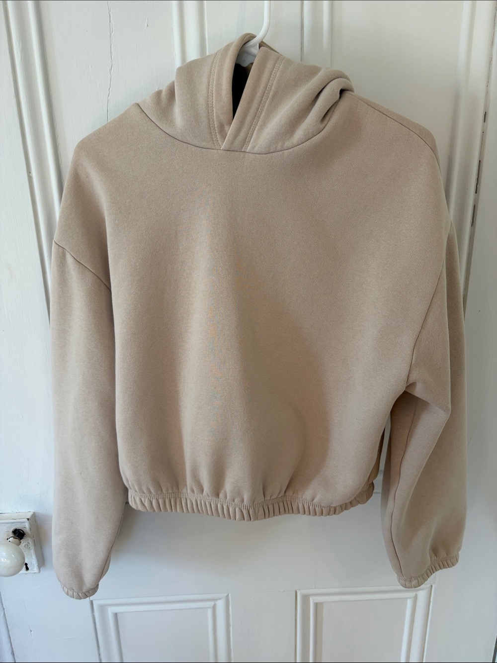 Zara Beige Cropped Sweatshirt Hoodie